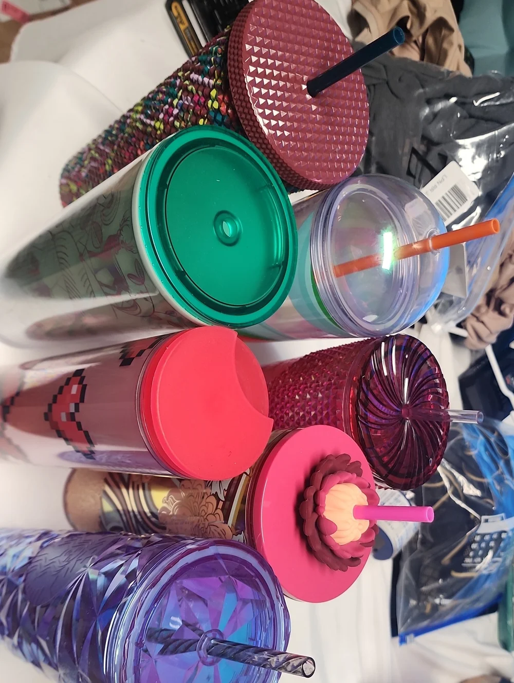 Bundle Of Assorted Starbucks Pink and Purple Reusable Travel Tumblers